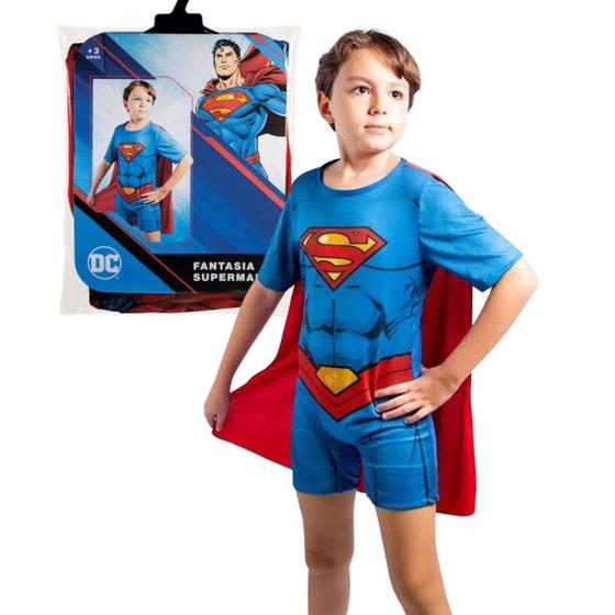 Imagem de Fantasia Infantil Superman Super Homem Original DC Comics, Novabrink, 3 à 12 Anos, Tamanhos P M G