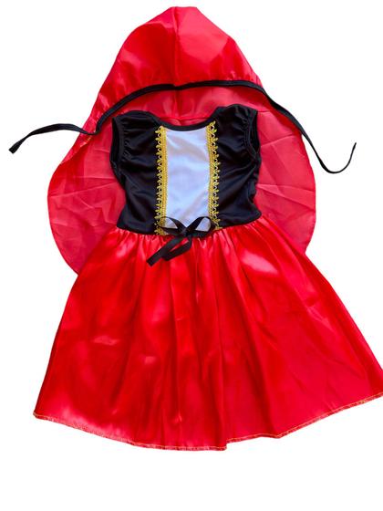 Imagem de Fantasia infantil tema festa chapeuzinho vermelho com capuz