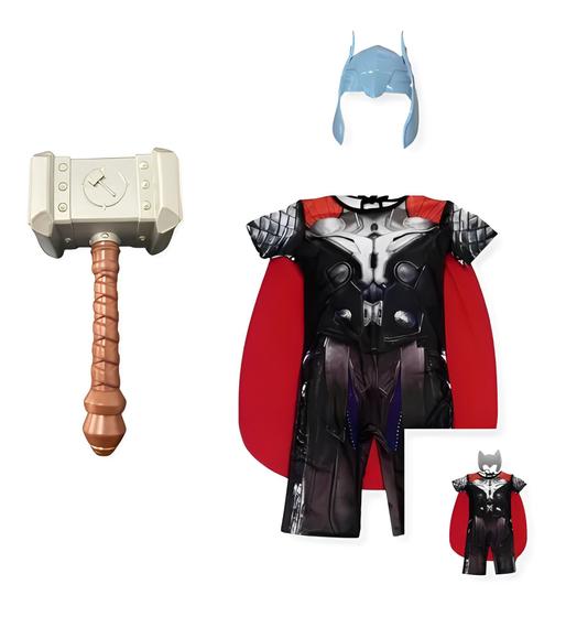 Imagem de FANTASIA INFANTIL THOR 2 MÁSCARAS e MARTELO 2 A 12 ANOS