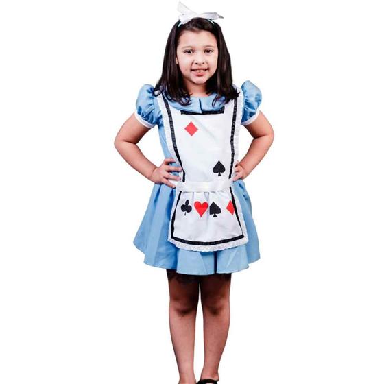 Imagem de Fantasia Infantil Vestido Azul Boneca Baralho