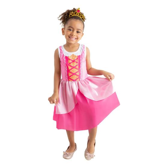 Imagem de Fantasia Infantil Vestido Princesa Rosa M/G/GG