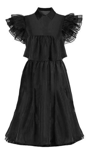 Imagem de Fantasia Infantil Wandinha Familia Addams Vestido Luxo Festa