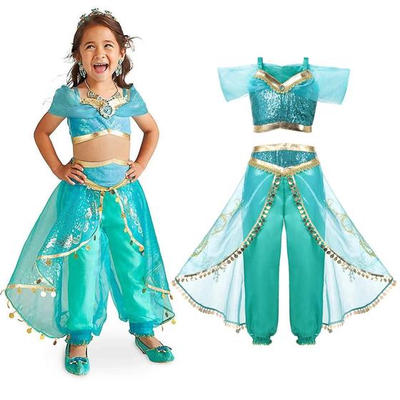 Imagem de Fantasia Jasmine Infantil Luxo Disney Princesas tamanho 10