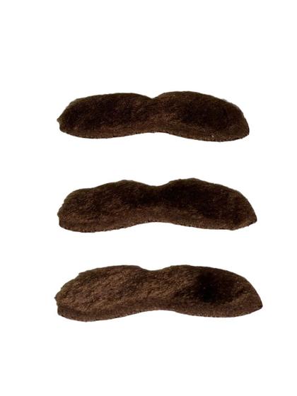 Imagem de Fantasia Kit 3 un bigode falso adesivo castanho de pelucia