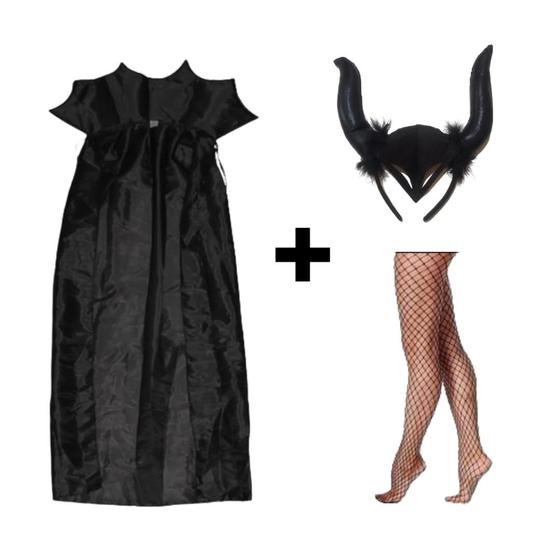 Fantasia Kit Malevola Rainha Bruxa Ma Capa Tiara Meia Halloween Feiticeira Cosplay Carnaval Festa Menor preço em Fantasia Kit Malevola Rainha Bruxa Ma Capa Tiara Meia Halloween Feiticeira Cosplay Carnaval Festa
