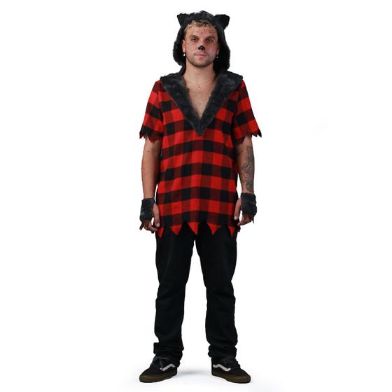 Imagem de Fantasia Lobisomen Masculino Adulto Camisa Com Capuz Halloween