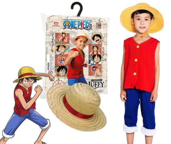 Imagem de Fantasia Luffy C/ Chapéu One Piece Traje Infantil P M G 