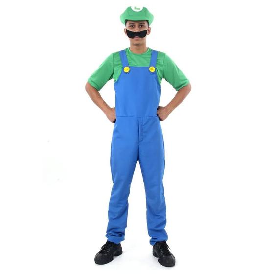 Imagem de Fantasia Luigi Teen Masculino com Chapéu e Bigode