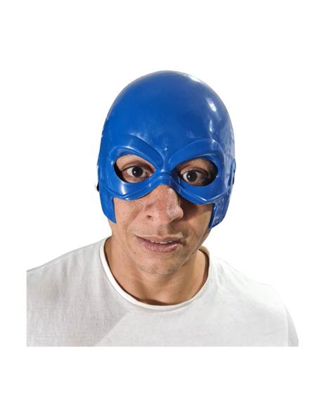 Imagem de Fantasia Máscara Infantil super herói azul plástico rígido