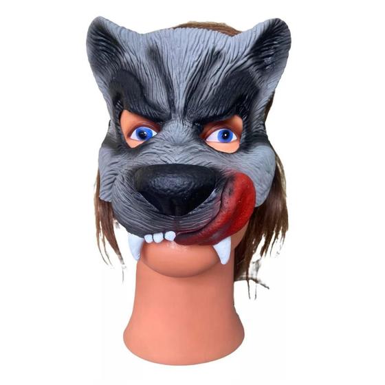 Imagem de Fantasia Mascara Lobo Mau Língua De Fora Látex Com Elástico