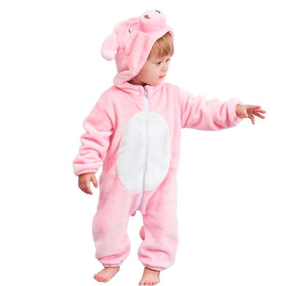 Imagem de Fantasia MICHLEY Baby Romper Winter Flanela Rosa Pig 30-36 m