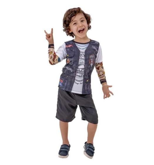 Imagem de Fantasia Motoqueiro Infantil com Tatuagem Com Shorts