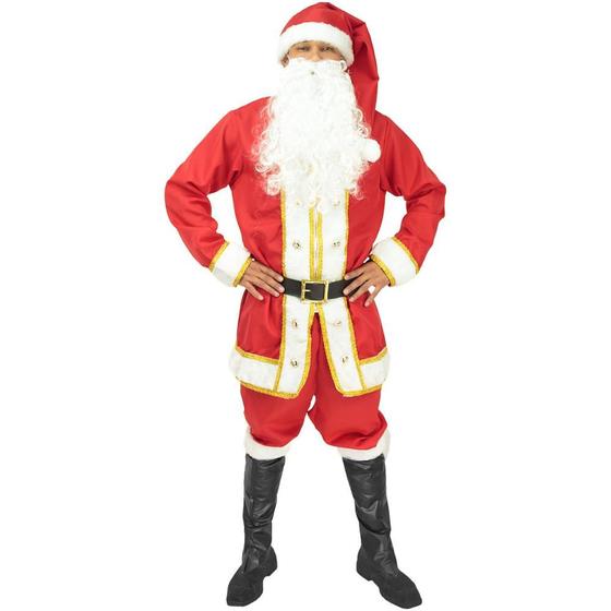 Imagem de Fantasia Papai Noel Adulto De Luxo Com Gorro Botas e Cinto