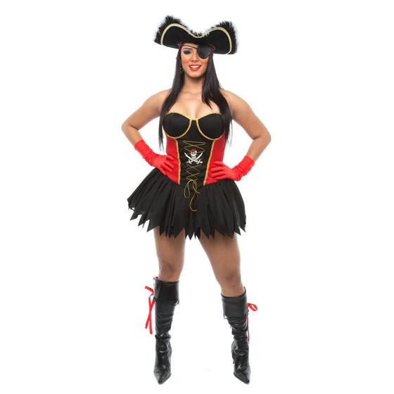 Fantasia Pirata Luxo Adulto Feminino Menor preço em Fantasia Pirata Luxo Adulto Feminino