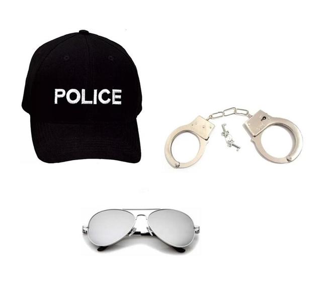 Imagem de Fantasia Police C/ Boné Óculos e Algemas - 3 Pçs