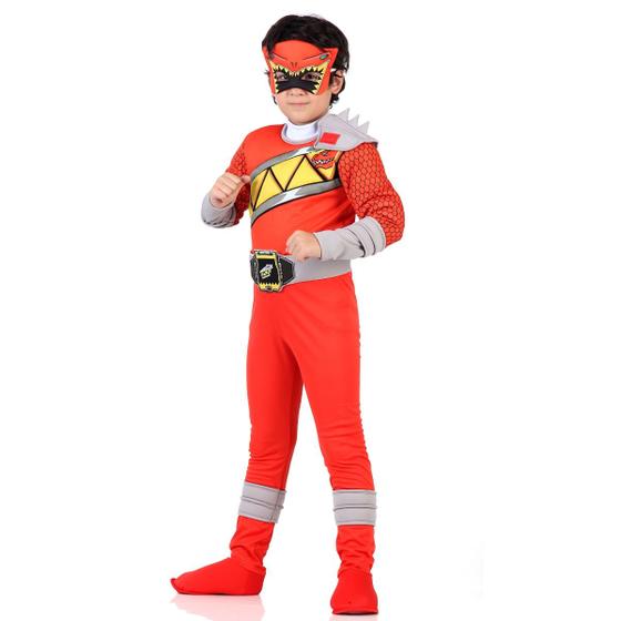 Fantasia Power Ranger Dino Charge Vermelho Infantil Luxo Power Rangers Fantasias Para