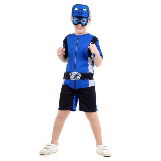 Imagem de Fantasia Power Rangers Azul Curto Infantil - Beast Morphers