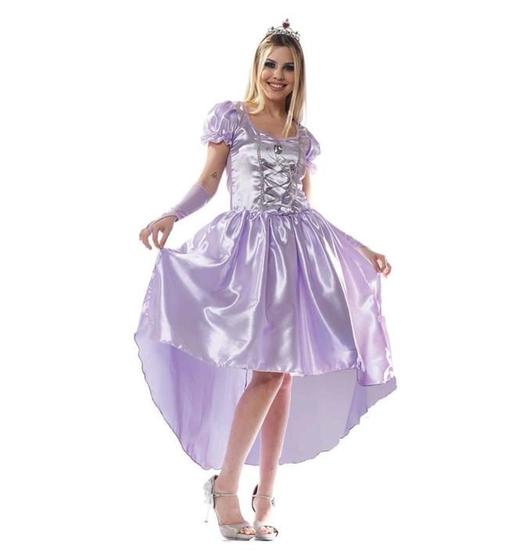 Fantasia Princesa Adulta Feminina Com Coroa e Luvas - Fantasias Carol ...