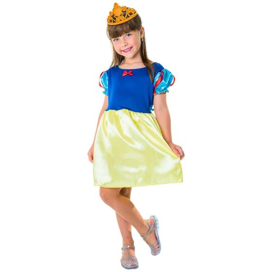 Imagem de Fantasia Princesa Branca De Neve Completa Infantil Tiara Com Acessório Para Meninas Toymaster
