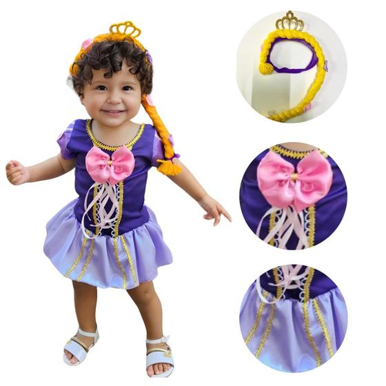 Imagem de Fantasia Rapunzel Baby Mesversario Com Trança