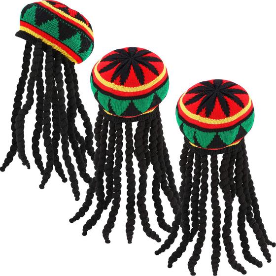 Imagem de Fantasia Rasta Hat SATINIOR para homens com peruca preta Dreadlocks