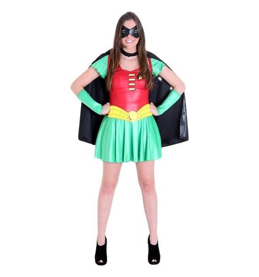 Imagem de Fantasia Robin Feminina Teen Batman De Carnaval Completa
