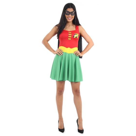 Imagem de Fantasia Robin Feminina Verão Adulto - Liga da Justiça - Original