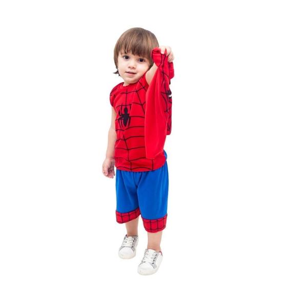 Fantasia Roupa Homem Aranha Infantil Camisa Bermuda Máscara Menor preço em Fantasia Roupa Homem Aranha Infantil Camisa Bermuda Máscara