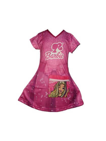 Imagem de Fantasia Roupa Infantil Vestido Barbie Com Bolsa