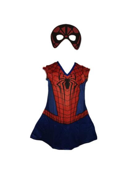 Imagem de Fantasia Roupa Infantil Vestido Menina Aranha Com Máscara