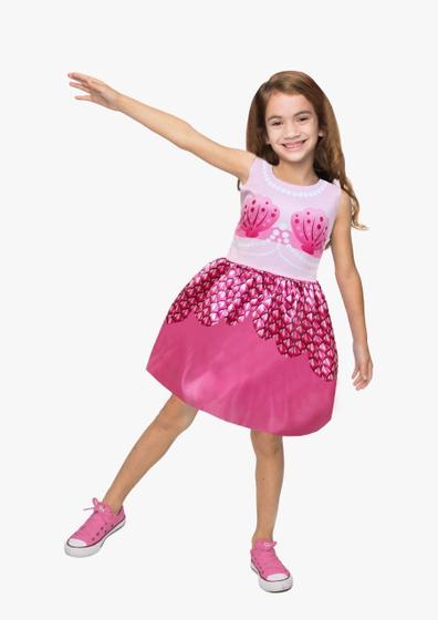 Imagem de Fantasia Sereia Pink Infantil Menina Vestido Carnaval Festa