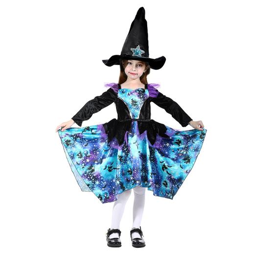 Imagem de Fantasia Sincere Party Deluxe Blue Witch com chapéu para menina de 7 a 8 anos