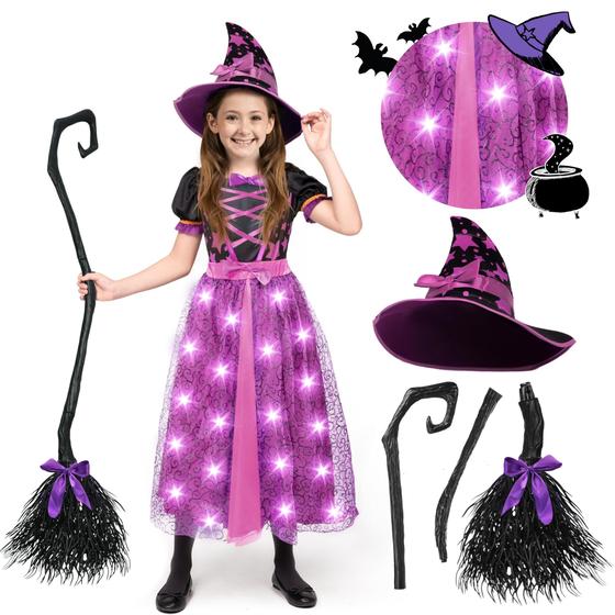 Imagem de Fantasia Spooktacular Creations Witch para meninas com luz