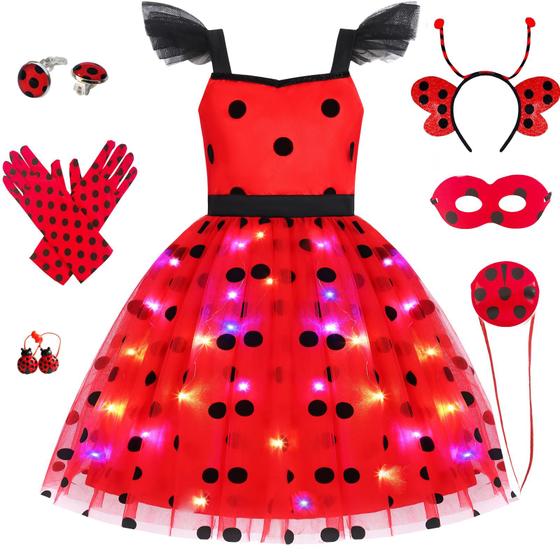 Imagem de Fantasia SZ-TONDA Girls Light up Ladybug de 3 a 14 anos com LED