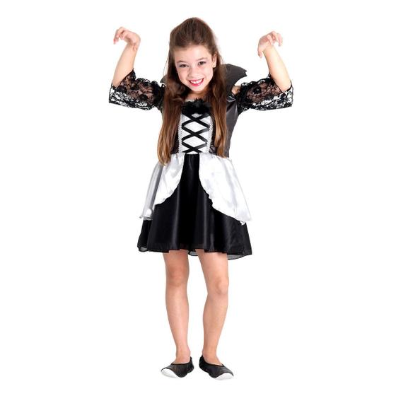 Fantasia de Halloween Infantil Feminina Vampira Marcelina Com Dentes na  Americanas Empresas