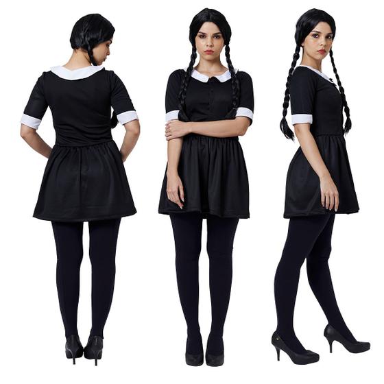 Fantasia Vandinha Wandinha familia Addams Halloween Adulto - Mundo das ...