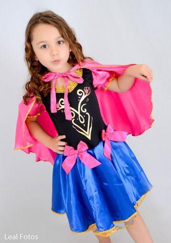 Fantasia Vestido Anna Frozen Princesa Infantil Com Capa - SonhoFantasiaKids  - Fantasias para Crianças - Magazine Luiza