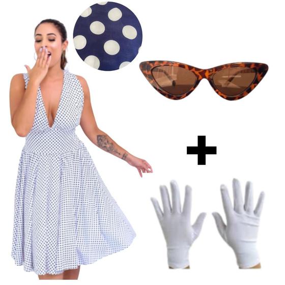 Fantasia Vestido Anos 60 Completa Anos 70 80 Vintage Adulto Feminino ...