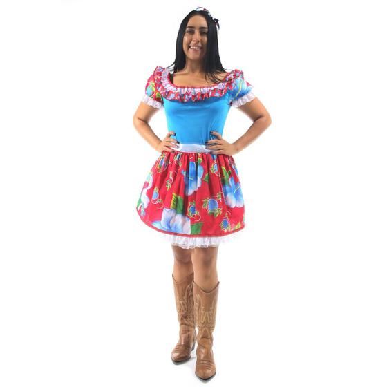 Imagem de Fantasia Vestido Caipira Rosinha Vermelha com Tiara Adulto - Festa Junina