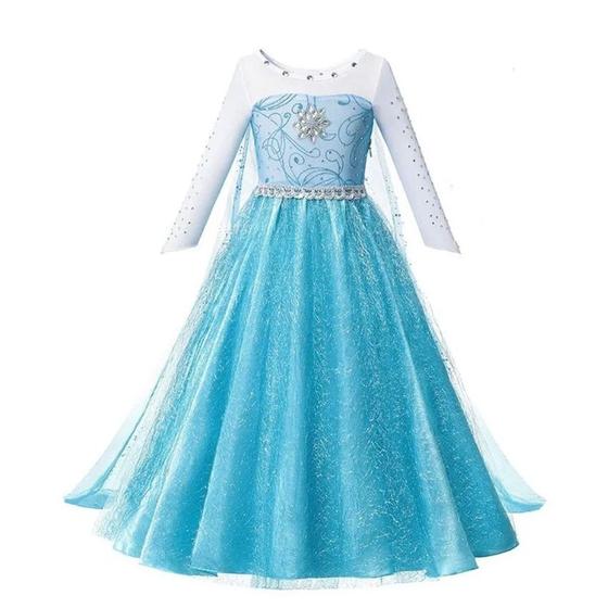 Imagem de Fantasia Vestido Elsa Frozen Com Capa Meninas Princesas