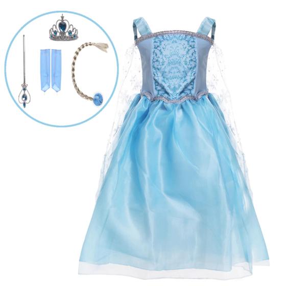 Fantasia Vestido Frozen Elsa Infantil com Capa e Acessórios Menor preço em Fantasia Vestido Frozen Elsa Infantil com Capa e Acessórios