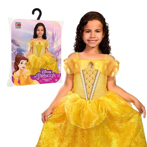 Imagem de Fantasia Vestido Infantil Bela E A Fera Princesa Disney Luxo Roupa Meninas Original Carnaval Festa
