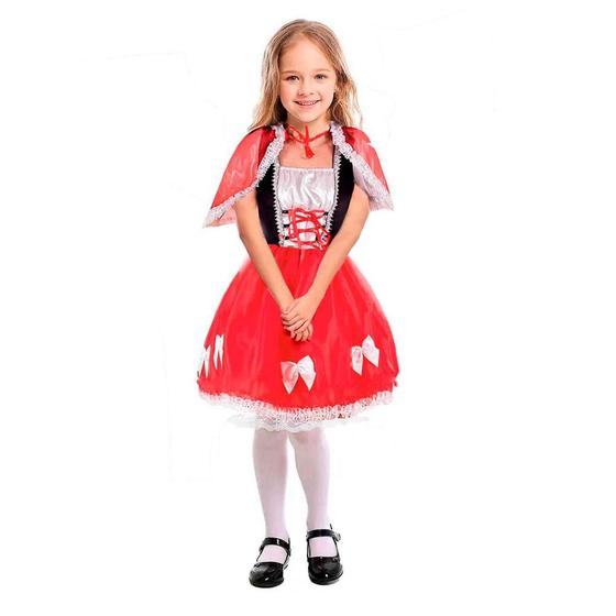 Imagem de Fantasia Vestido Infantil Chapeuzinho Vermelho Com Capa