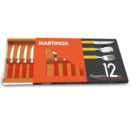 Faqueiro 12 Peças Martinox Vermelho - Martinazzo Menor preço em Faqueiro 12 Peças Martinox Vermelho - Martinazzo
