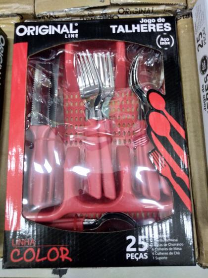 Imagem de Faqueiro 25pçs vermelho original line inox