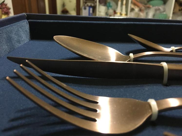 Faqueiro 30 peças em aço inox berna rosé gold fosco garfo faca colher garfo bolo colher chá 71519 Menor preço em Faqueiro 30 peças em aço inox berna rosé gold fosco garfo faca colher garfo bolo colher chá 71519