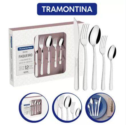Faqueiro 60 Peças Búzios Aço Inox - Tramontina Menor preço em Faqueiro 60 Peças Búzios Aço Inox - Tramontina