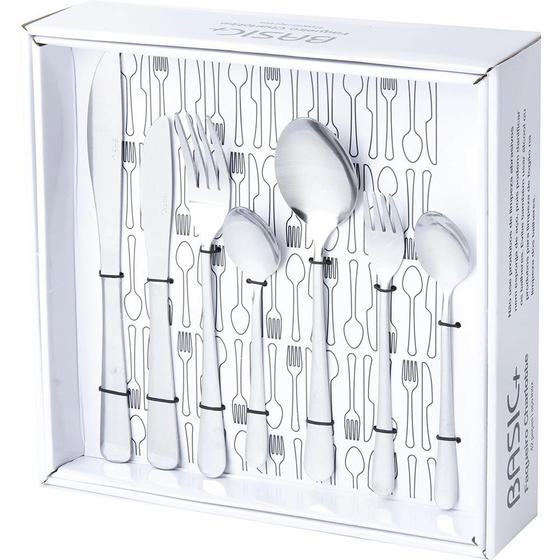 Faqueiro aço inox Charlotte 42 peças - Basic+ Ideal para presente de casamento Menor preço em Faqueiro aço inox Charlotte 42 peças - Basic+ Ideal para presente de casamento