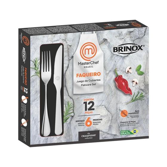 Imagem de Faqueiro Brinox 12 Pç Aço Inox Facas De Mesa Masterchef