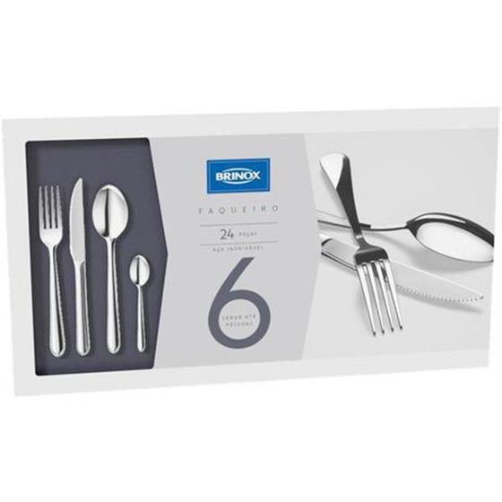 Faqueiro Brinox Lyon 5101/102 Inox - 24 Peças Menor preço em Faqueiro Brinox Lyon 5101/102 Inox - 24 Peças